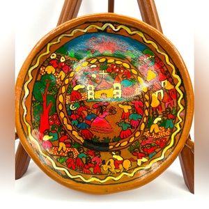 Made In Mexico Hand Painted Floral Pottery Plate Wall Decor 7.5”. Religious